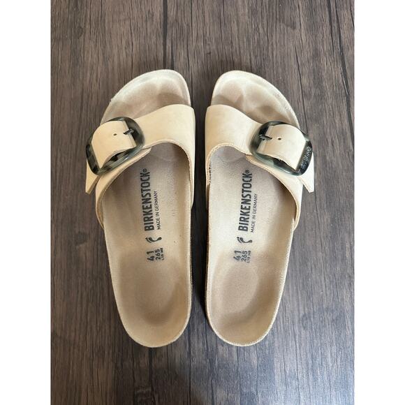Birkenstock Madrid Big Buckle Almond Nubuck Sandals Womans 41/10